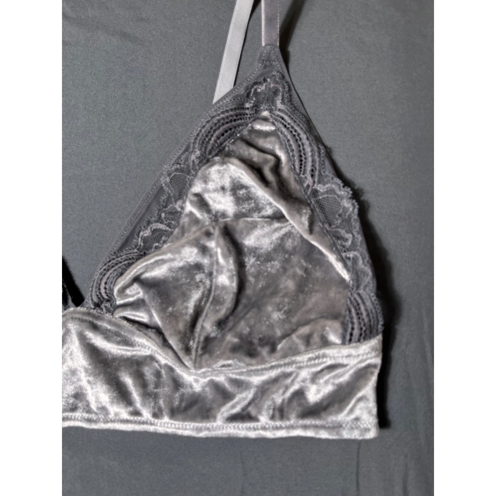 Soma XL Velvet Illusion Silver Velvet Lace Trim Bralette Soft Lingerie‎ - Picture 2 of 9